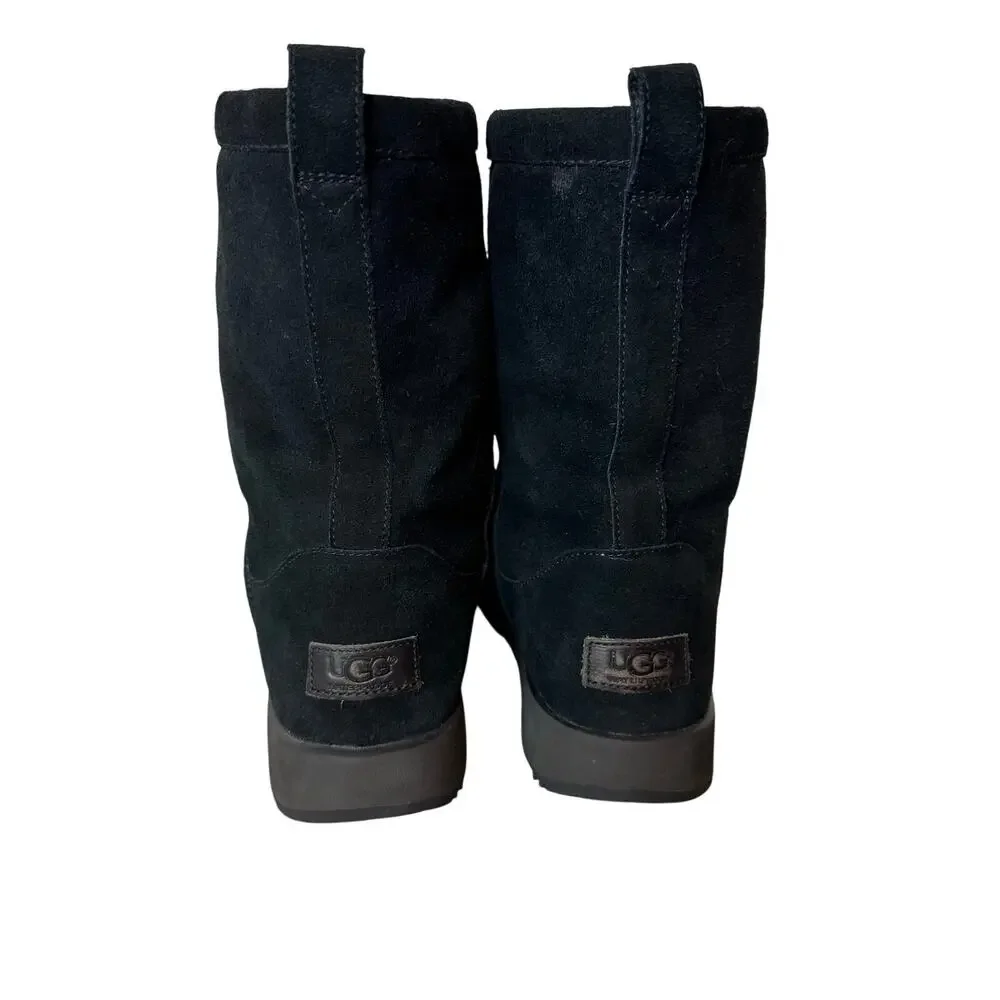 UGG Black Boots Women's Classic Short Waterproof Suede Vibram Heel Warm Boho